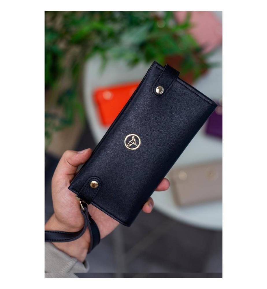 Damengeldbörse, 100 % PU-Leder, Schwarz