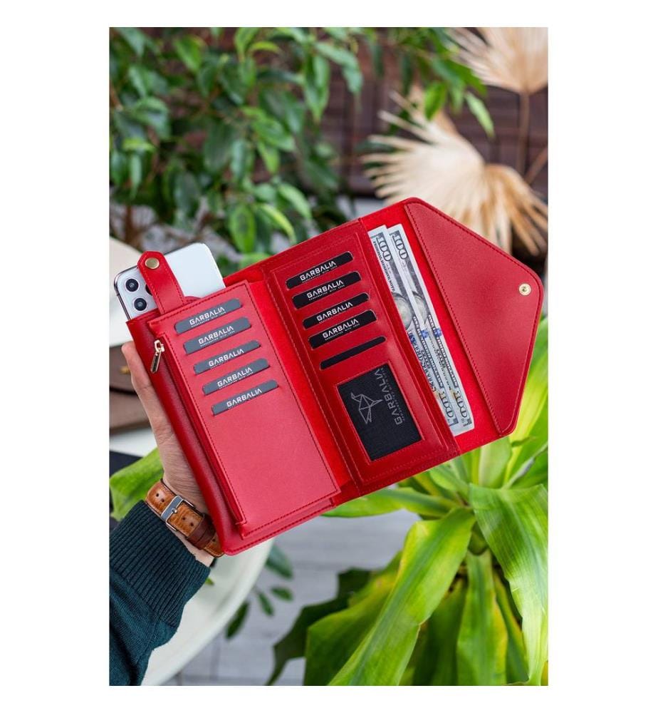 Damengeldbörse, 100 % PU-Leder, Rot
