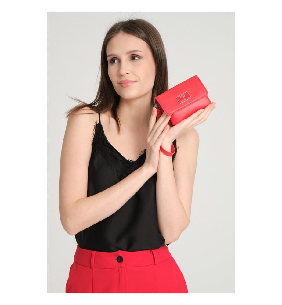 Damengeldbörse, 100 % PU-Leder, Rot