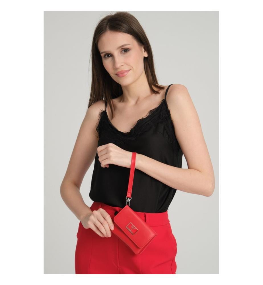 Damengeldbörse, 100 % PU-Leder, Rot