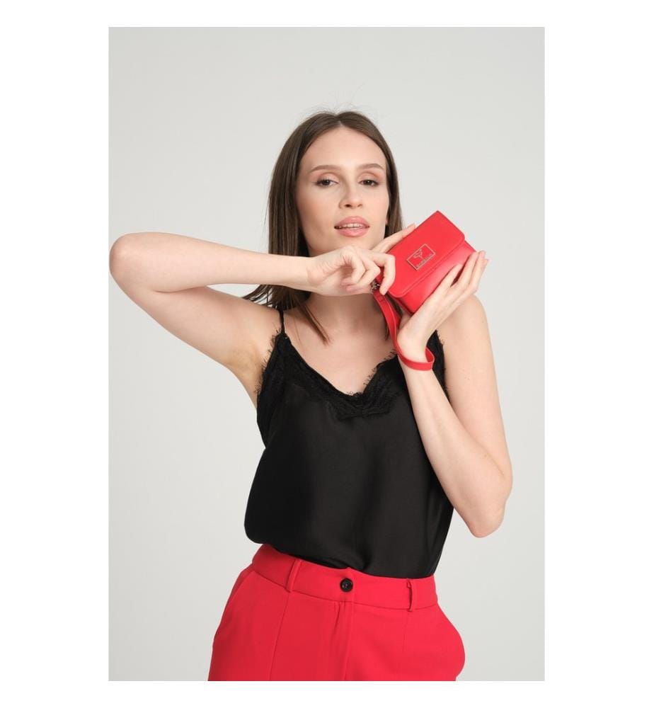 Damengeldbörse, 100 % PU-Leder, Rot
