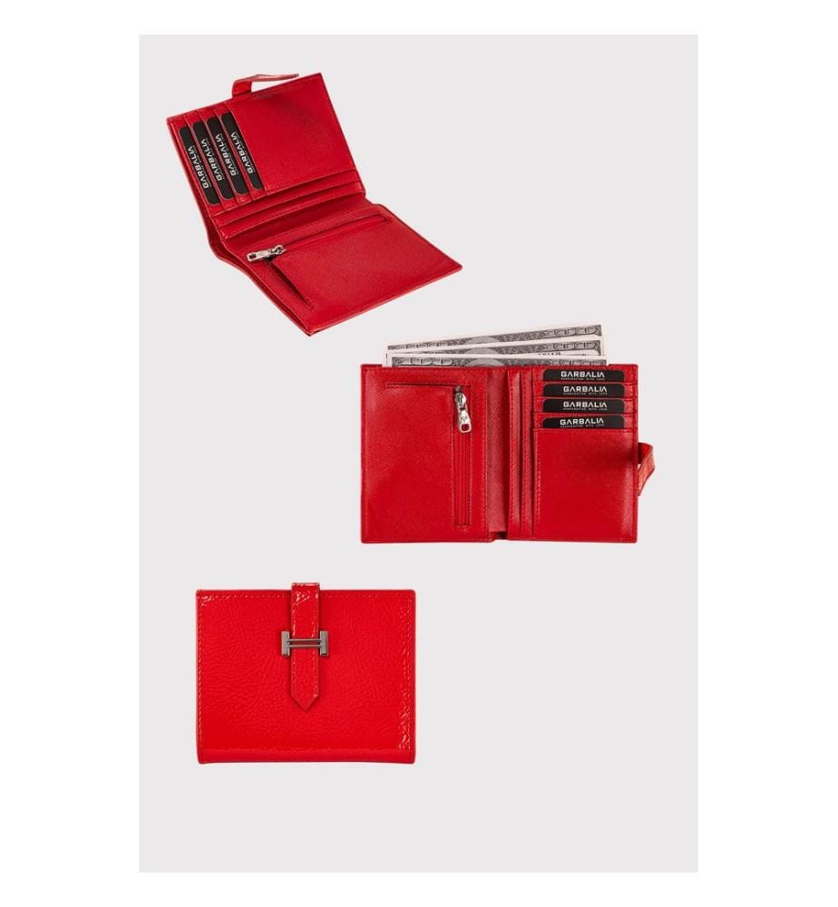 Damengeldbörse, 100 % PU-Leder, Rot