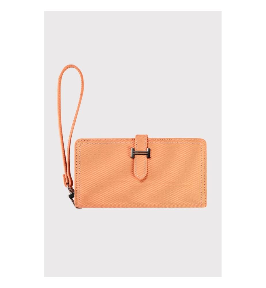 Damengeldbörse, 100 % PU-Leder, Lachs