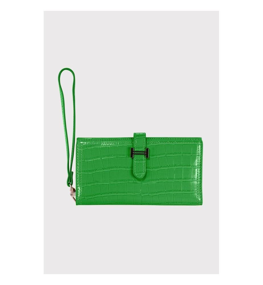 Portefeuille femme, 100 % cuir PU, vert