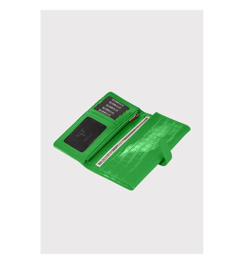 Portefeuille femme, 100 % cuir PU, vert