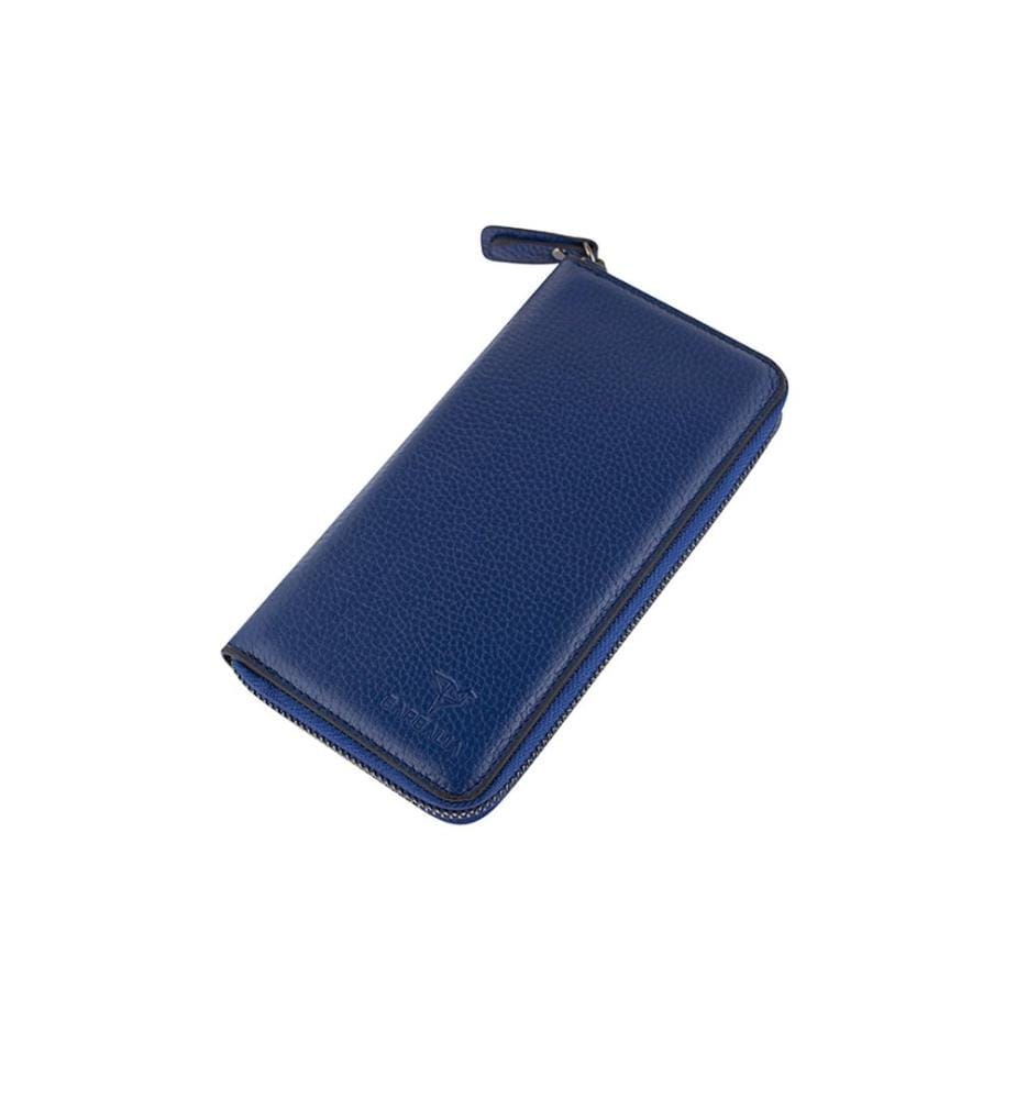 Damengeldbörse, 100 % echtes Leder, Hellblau