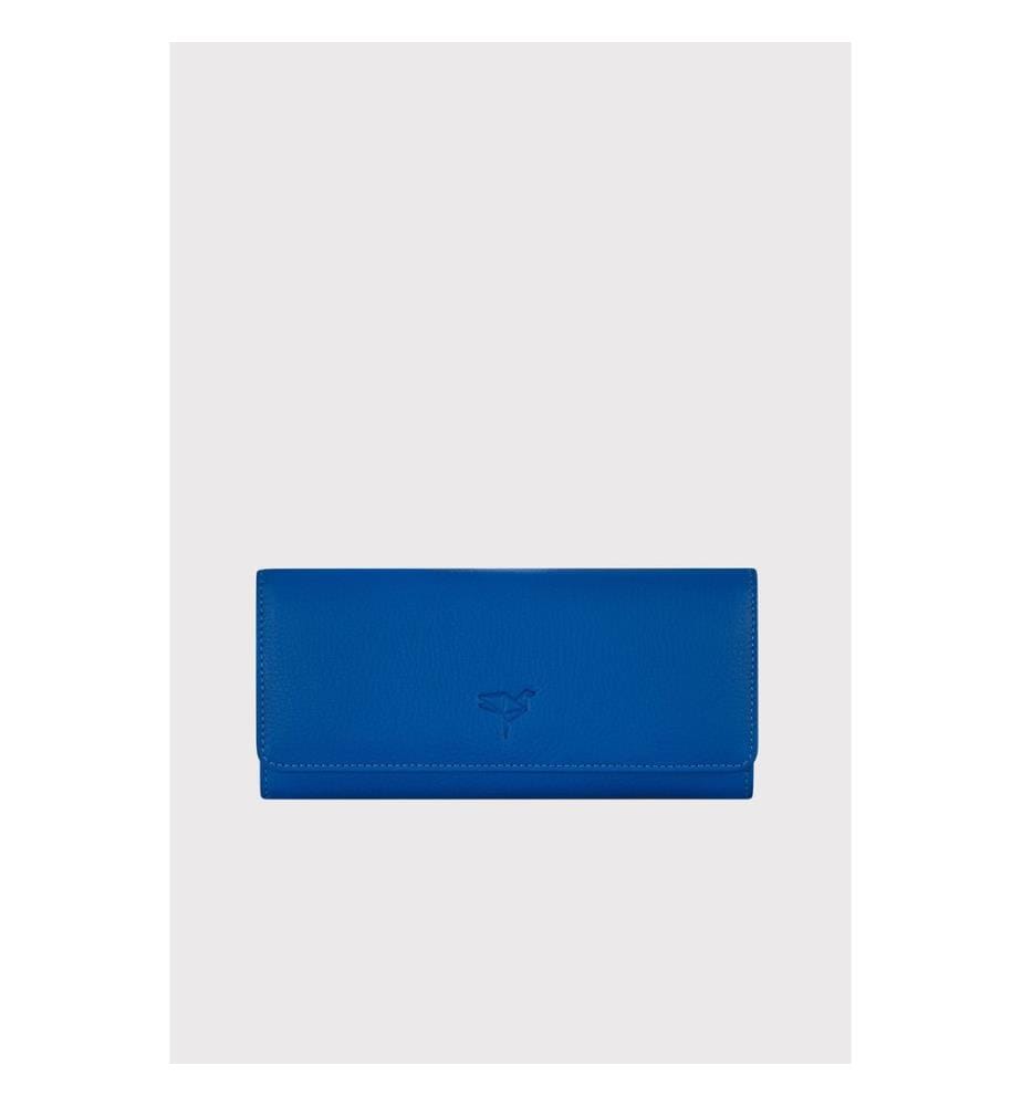 Damengeldbörse, 100 % echtes Leder, Hellblau