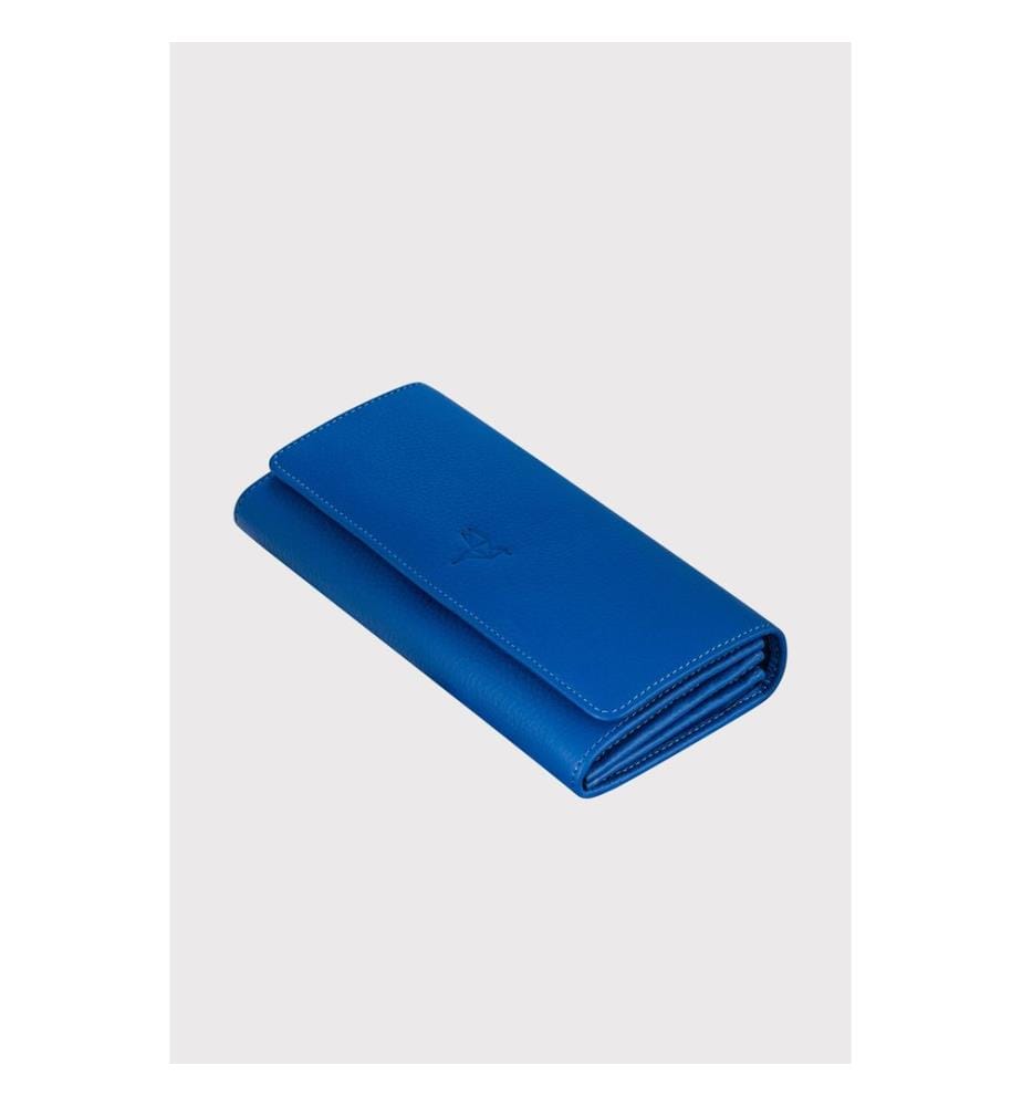 Damengeldbörse, 100 % echtes Leder, Hellblau