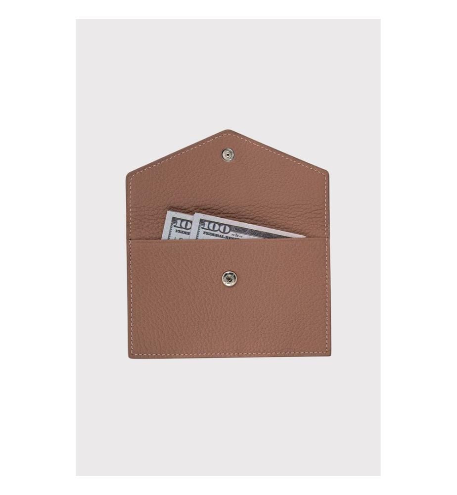 Portefeuille femme, 100 % cuir véritable, couleur poudre
