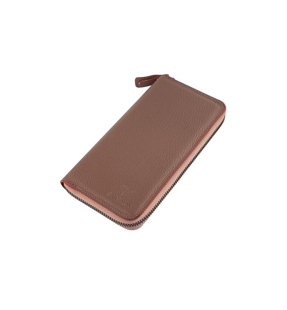 Portefeuille femme, 100 % cuir véritable, écru