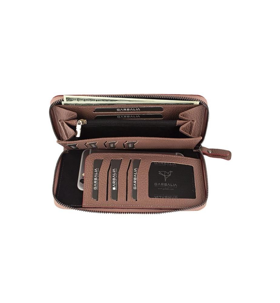 Portefeuille femme, 100 % cuir véritable, écru