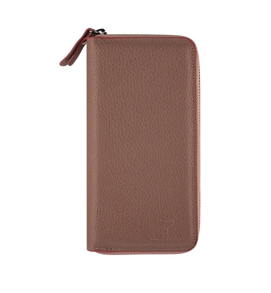 Portefeuille femme, 100 % cuir véritable, écru
