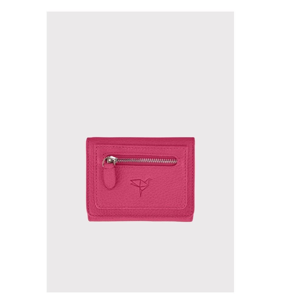 Damengeldbörse, 100 % echtes Leder, Fuchsia
