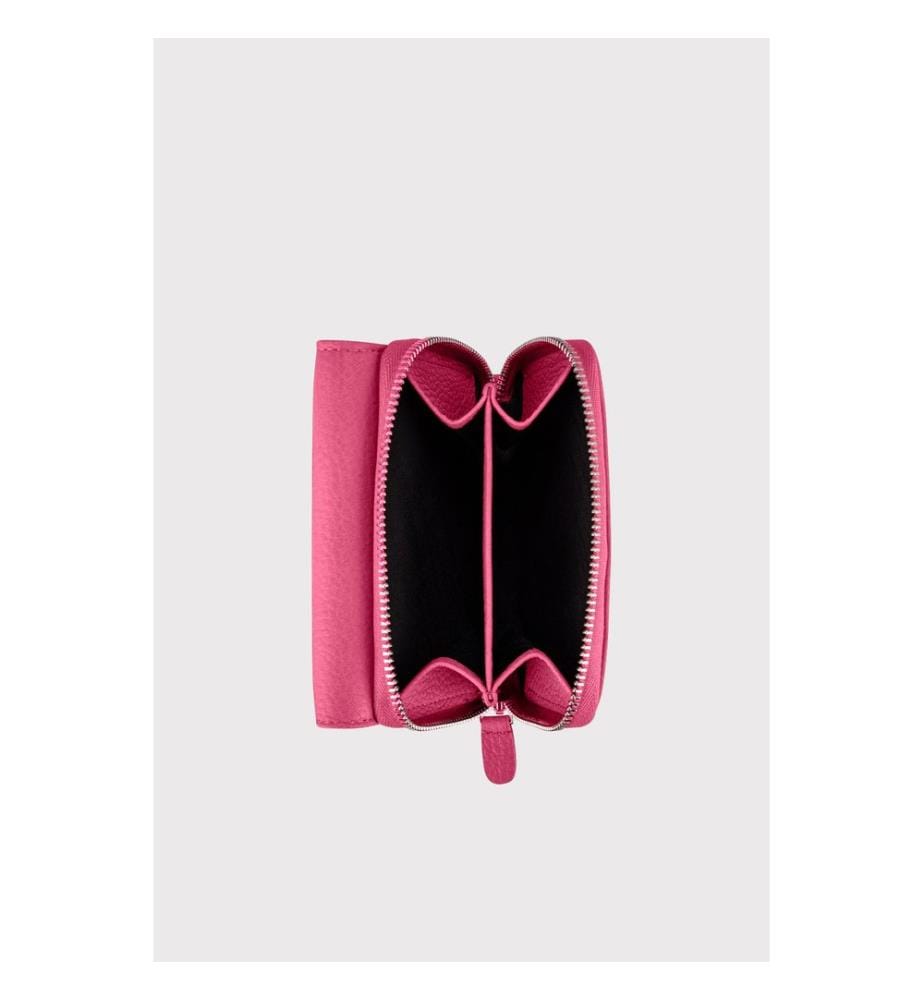 Damengeldbörse, 100 % echtes Leder, Fuchsia