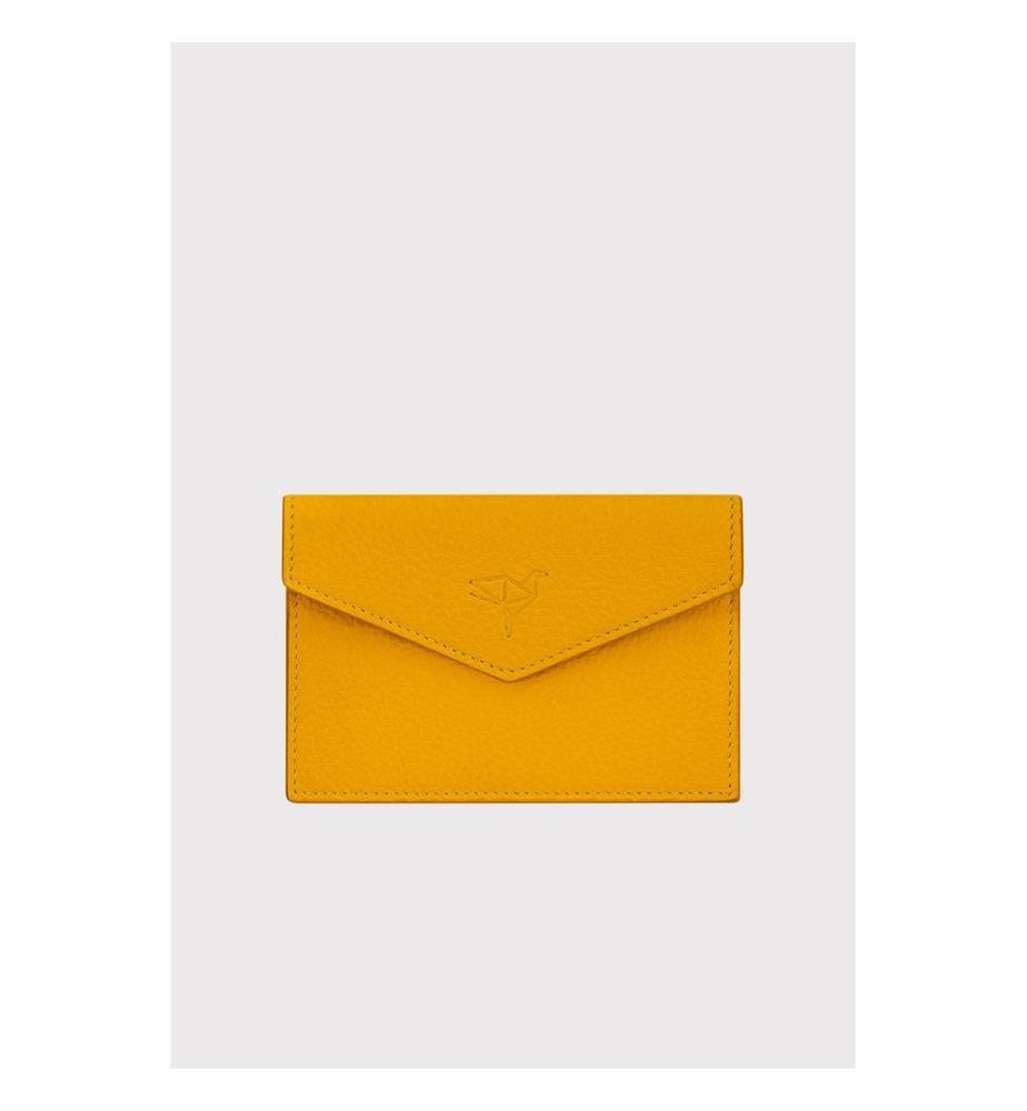 Portefeuille femme, 100 % cuir véritable, jaune