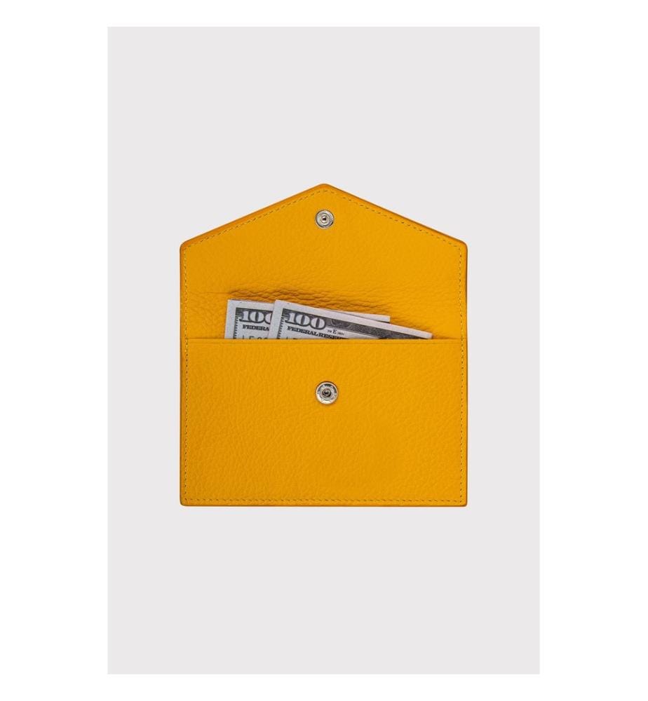 Portefeuille femme, 100 % cuir véritable, jaune