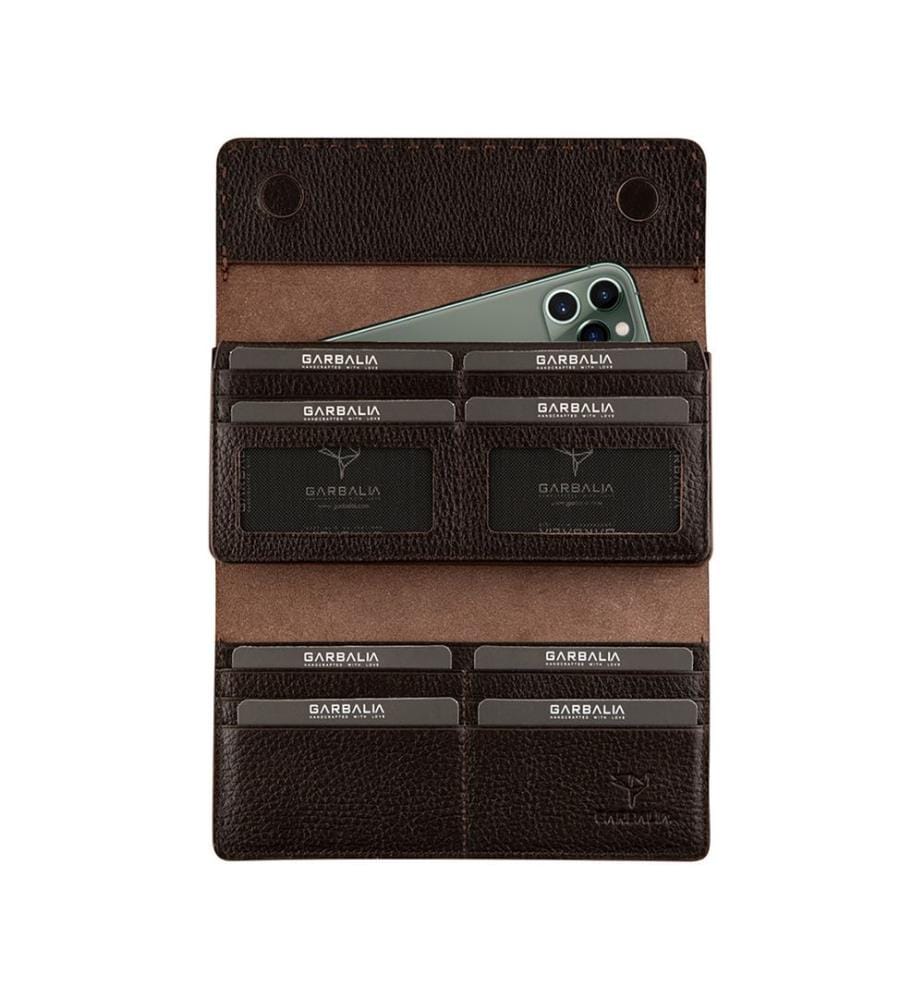 Portefeuille femme, 100 % cuir véritable, marron