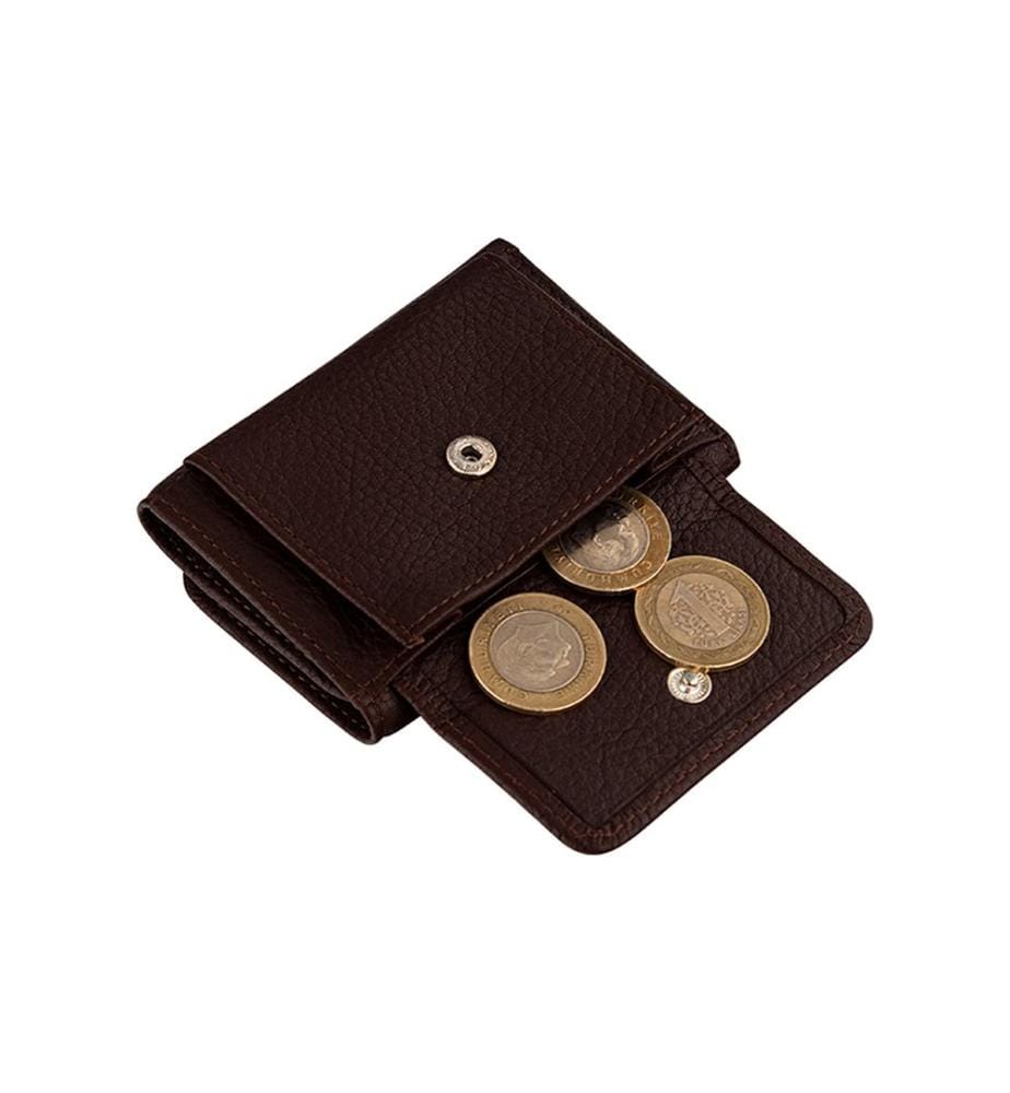 Portefeuille femme, 100 % cuir véritable, marron
