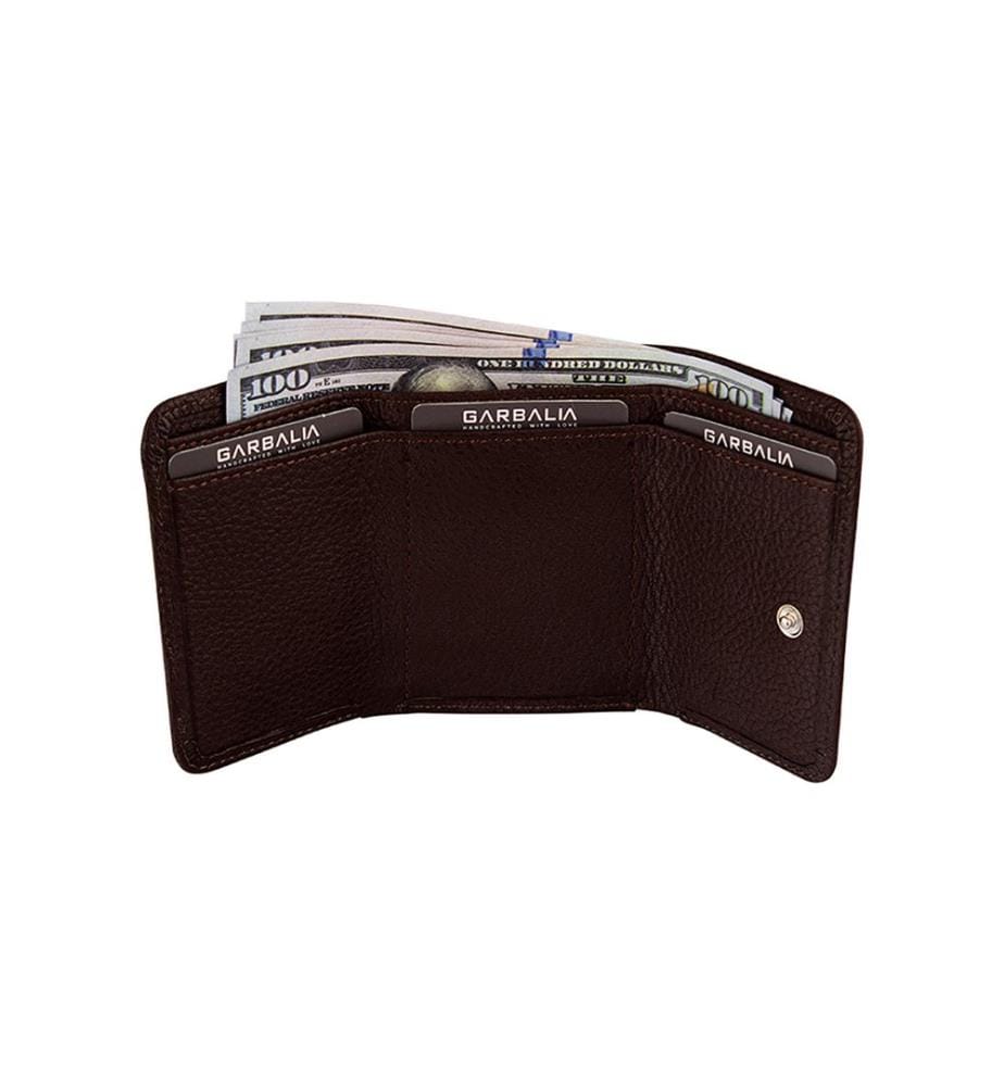 Portefeuille femme, 100 % cuir véritable, marron