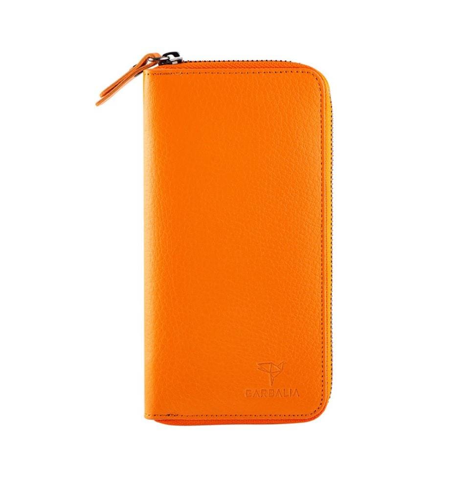 Portefeuille femme, 100 % cuir véritable, orange