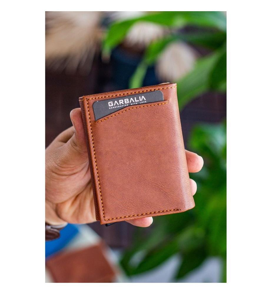 Portefeuille homme, 100 % cuir PU, beige