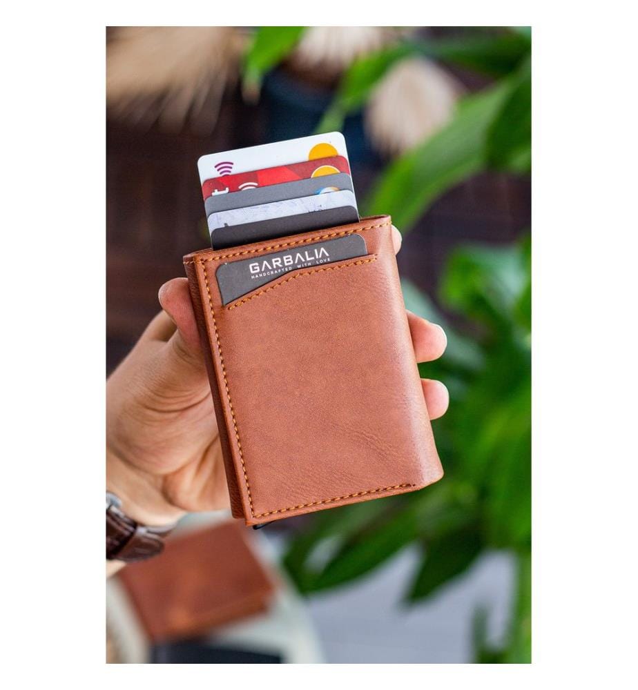 Portefeuille homme, 100 % cuir PU, beige