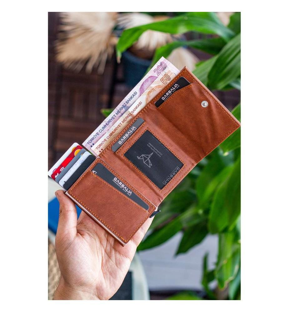 Portefeuille homme, 100 % cuir PU, beige