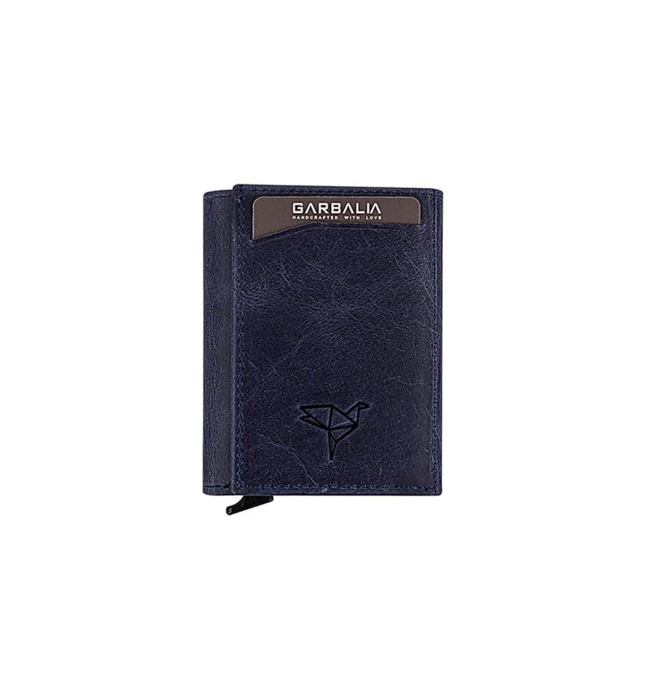 Herren-Geldbörse, 100 % echtes Leder, Dunkelblau