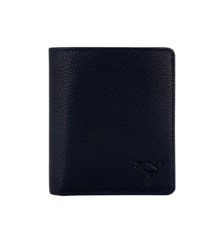 Portefeuille homme, 100 % cuir véritable, bleu foncé
