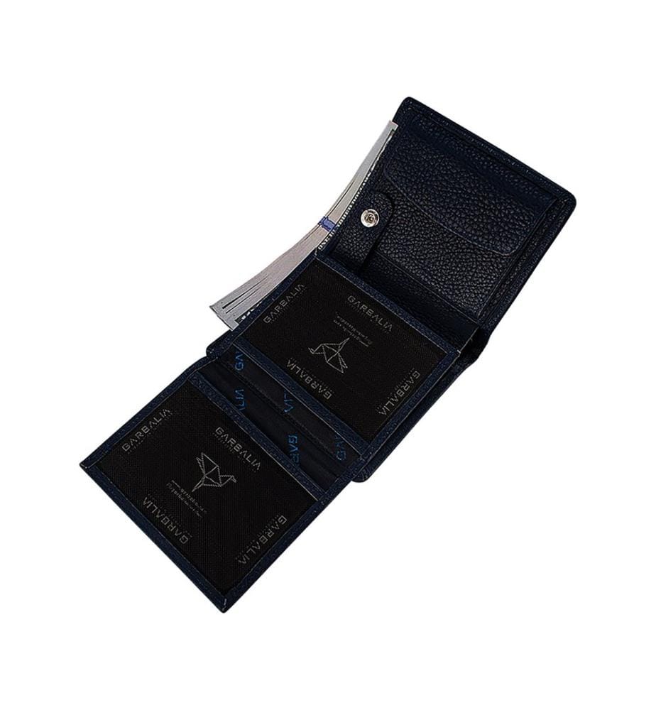 Portefeuille homme, 100 % cuir véritable, bleu foncé