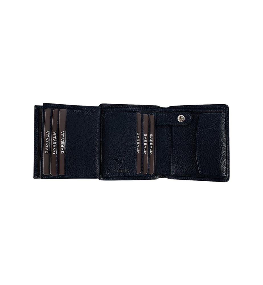 Portefeuille homme, 100 % cuir véritable, bleu foncé