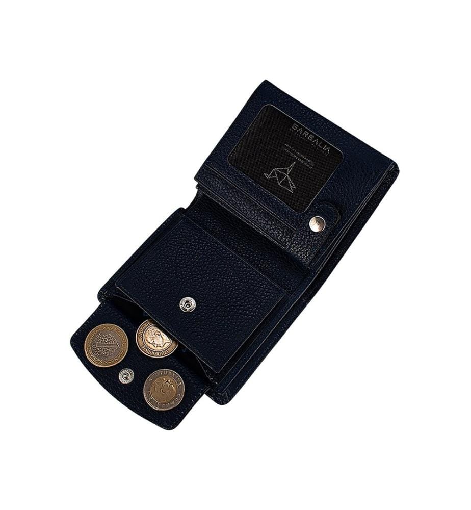 Portefeuille homme, 100 % cuir véritable, bleu foncé