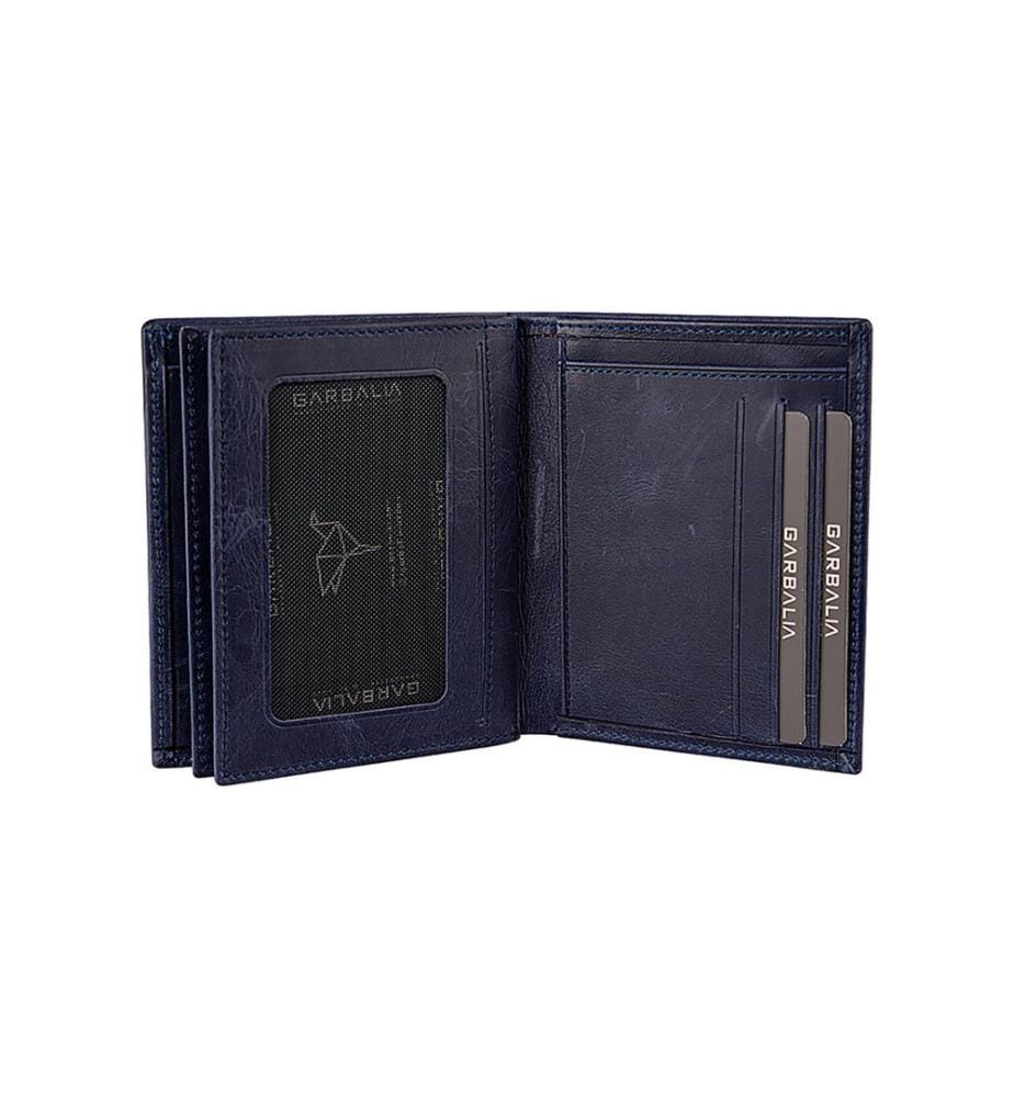 Herren-Geldbörse, 100 % echtes Leder, Dunkelblau