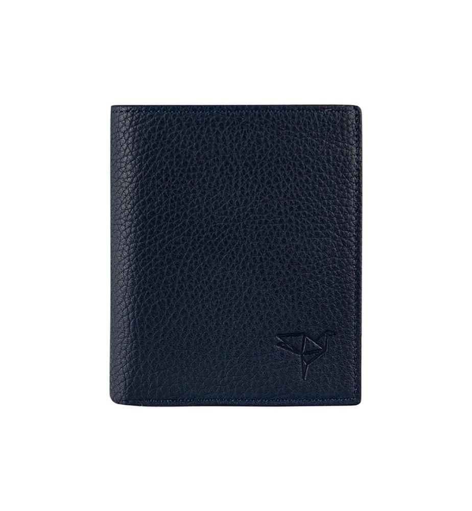Portefeuille homme, 100 % cuir véritable, bleu foncé