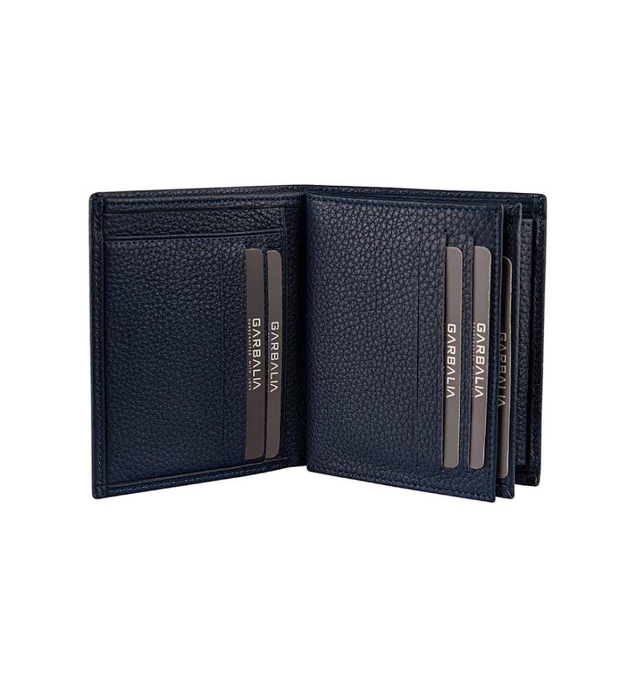 Portefeuille homme, 100 % cuir véritable, bleu foncé