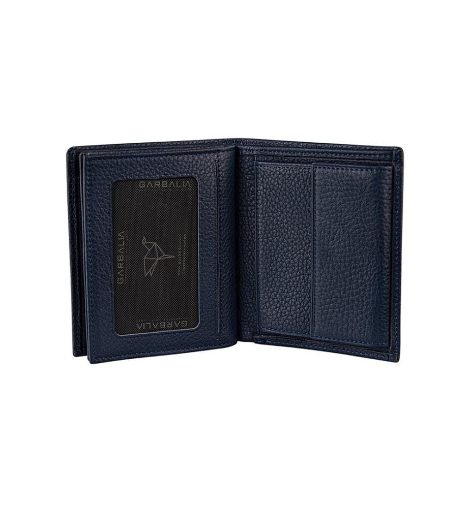 Portefeuille homme, 100 % cuir véritable, bleu foncé