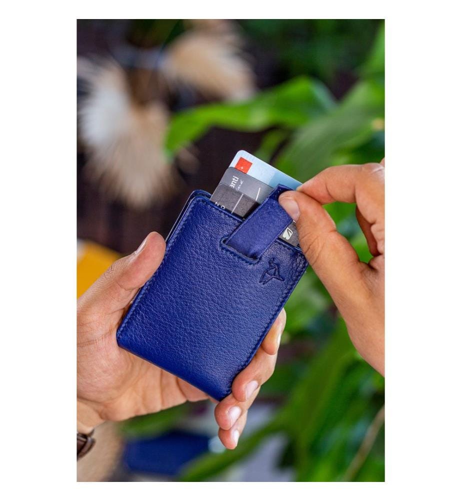 Herren-Geldbörse, 100 % echtes Leder, Marineblau