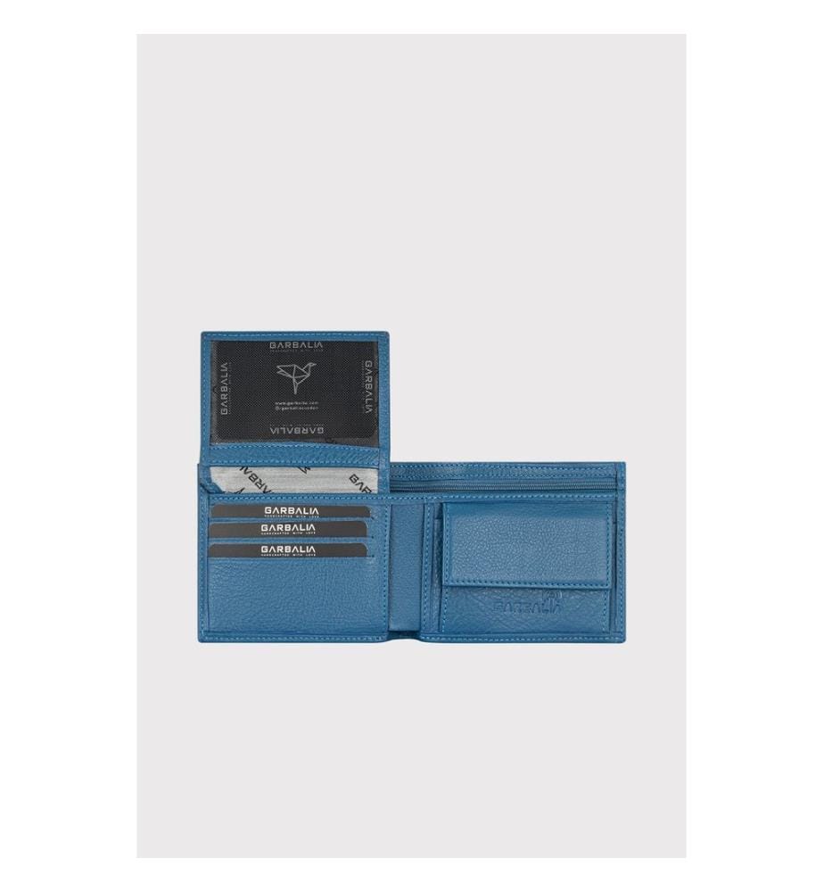 Herren-Geldbörse, 100 % echtes Leder, Petrolblau