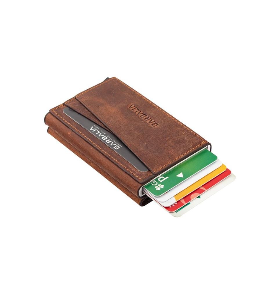 Herren-Geldbörse, 100 % echtes Leder, hellbraun