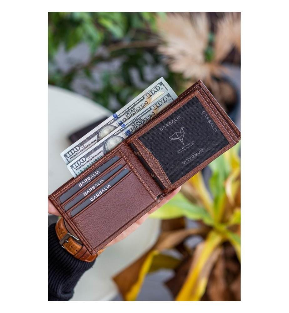 Portefeuille homme, 100 % cuir véritable, couleur fauve