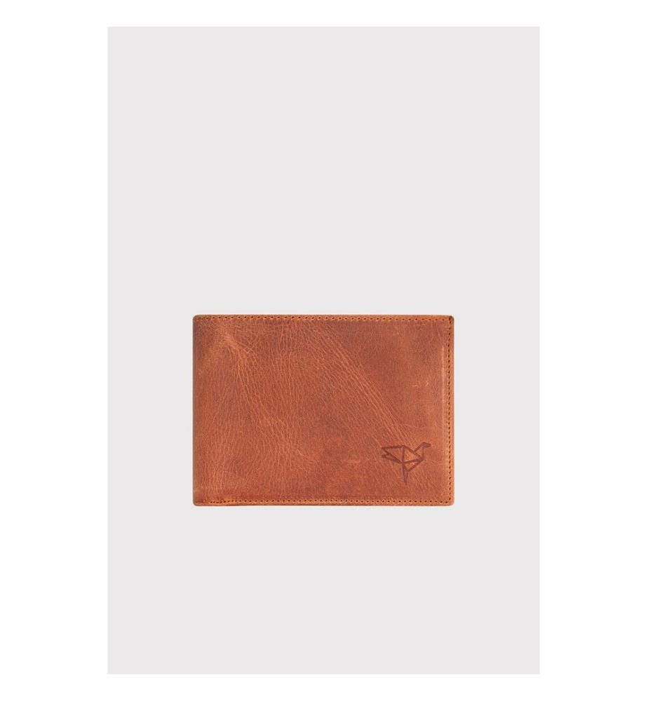 Portefeuille homme, 100 % cuir véritable, couleur fauve