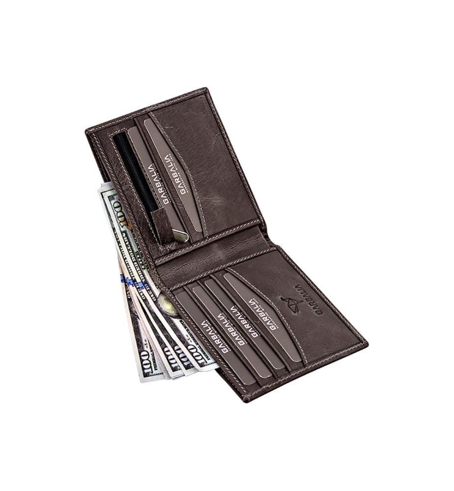 Herren-Geldbörse, 100 % echtes Leder, Grau