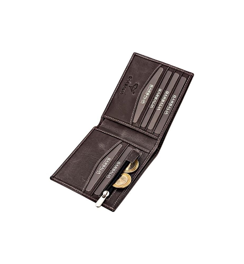 Herren-Geldbörse, 100 % echtes Leder, Grau