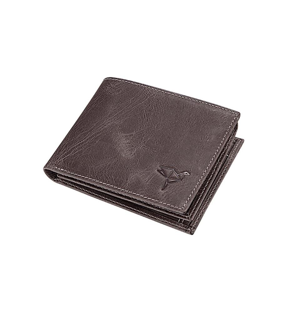 Herren-Geldbörse, 100 % echtes Leder, Grau
