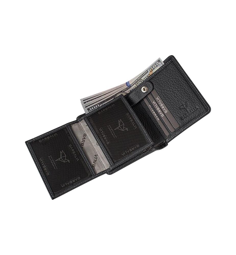 Portefeuille homme, 100 % cuir véritable, gris