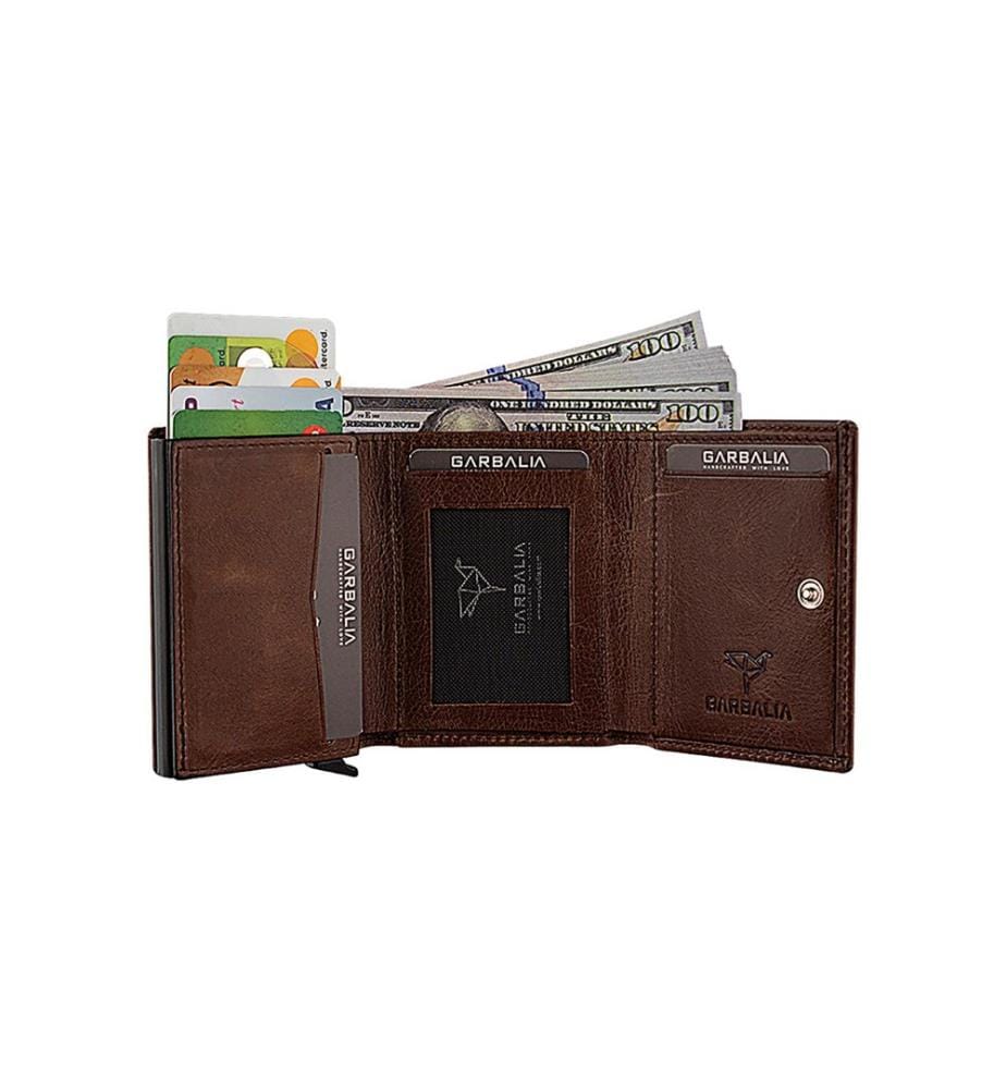 Portefeuille homme, 100 % cuir véritable, marron