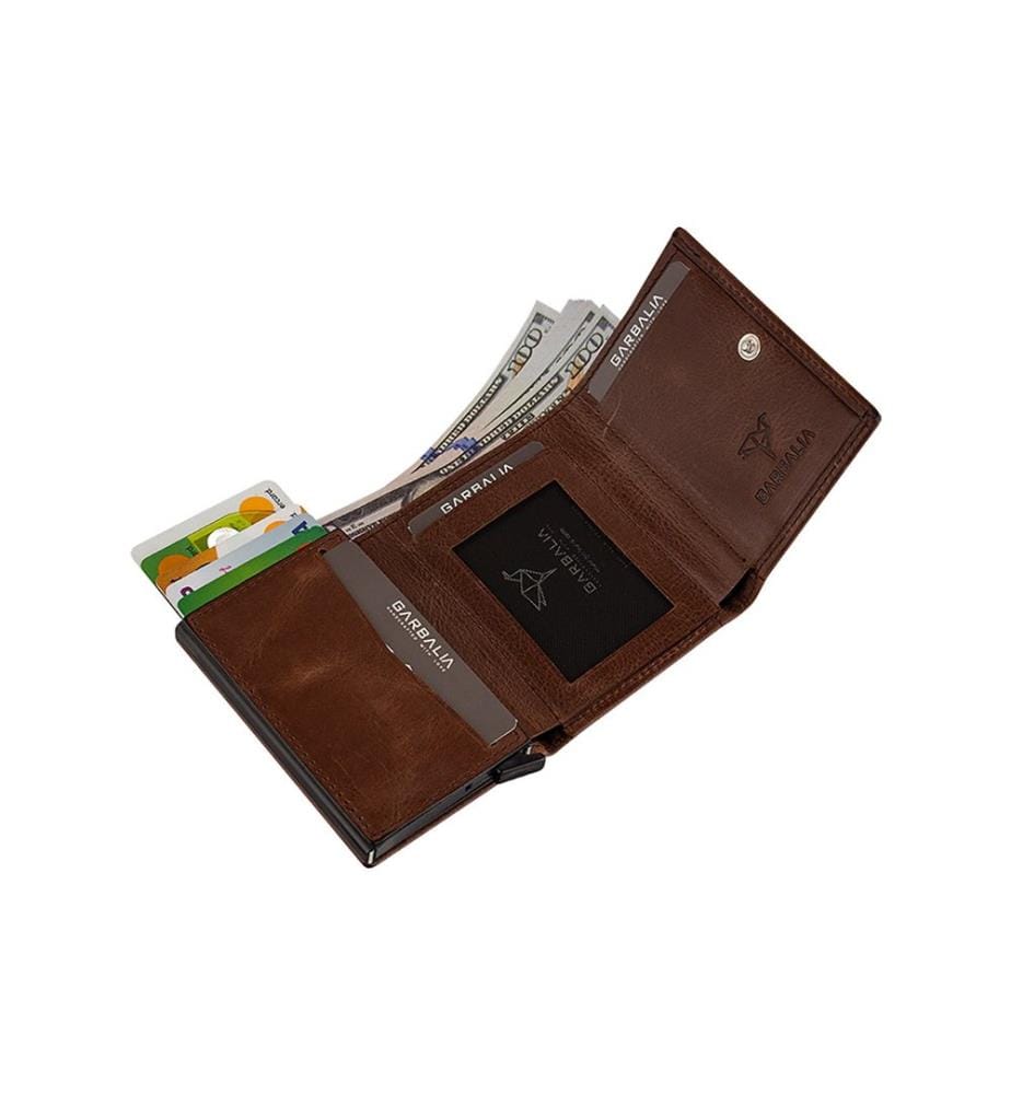 Portefeuille homme, 100 % cuir véritable, marron