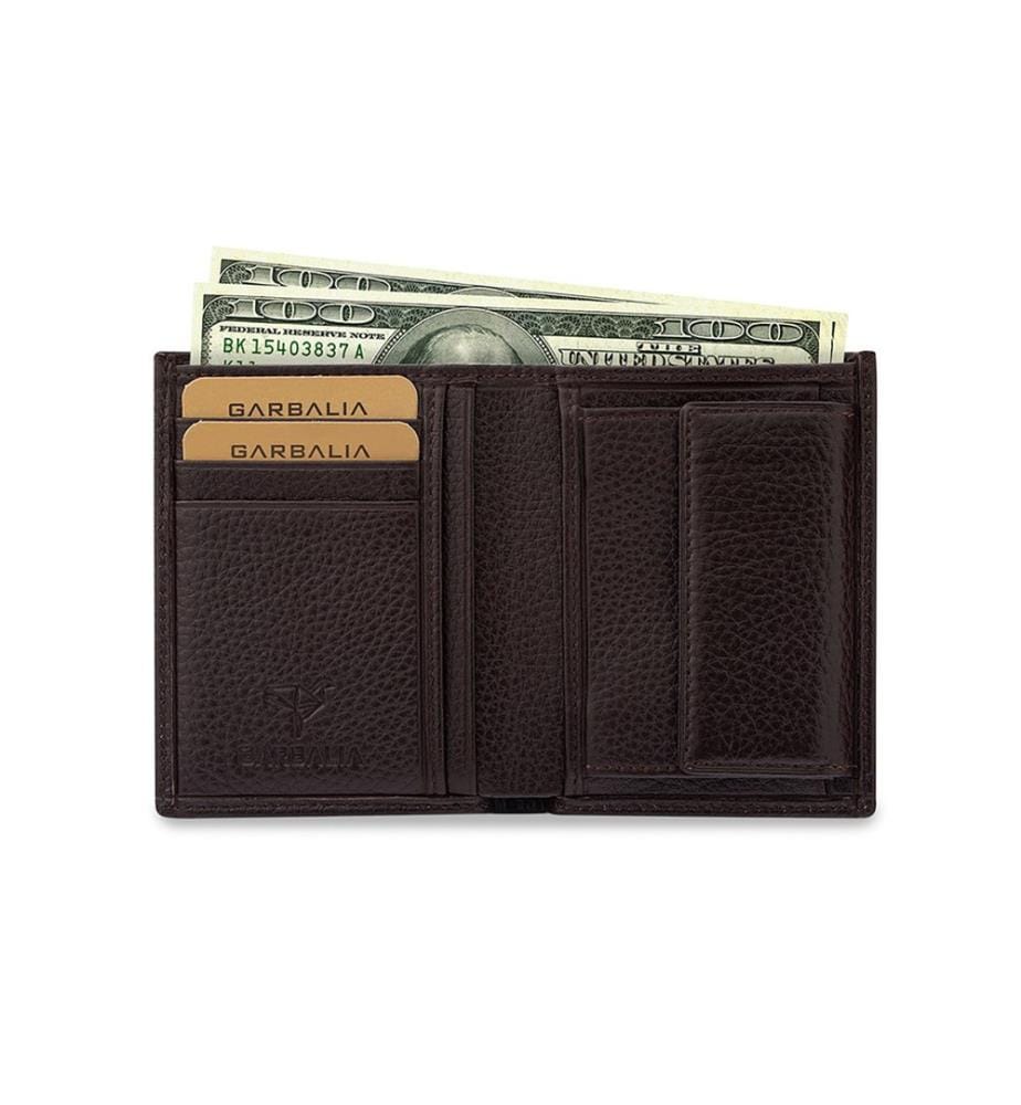 Portefeuille homme, 100 % cuir véritable, marron