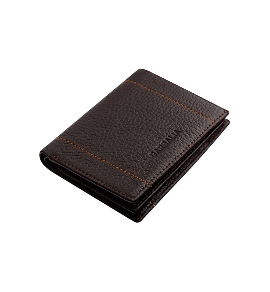 Portefeuille homme, 100 % cuir véritable, marron