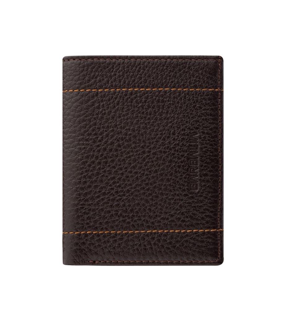 Portefeuille homme, 100 % cuir véritable, marron